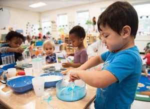 Students hands-on learning in preschool