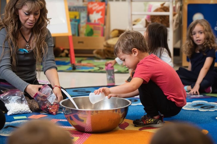 Students learning in preschool